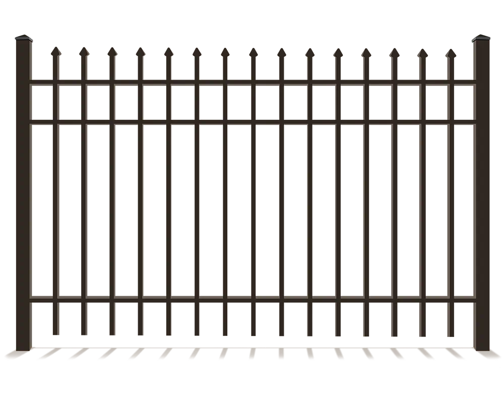 3-rail aluminum fence with spear top pickets