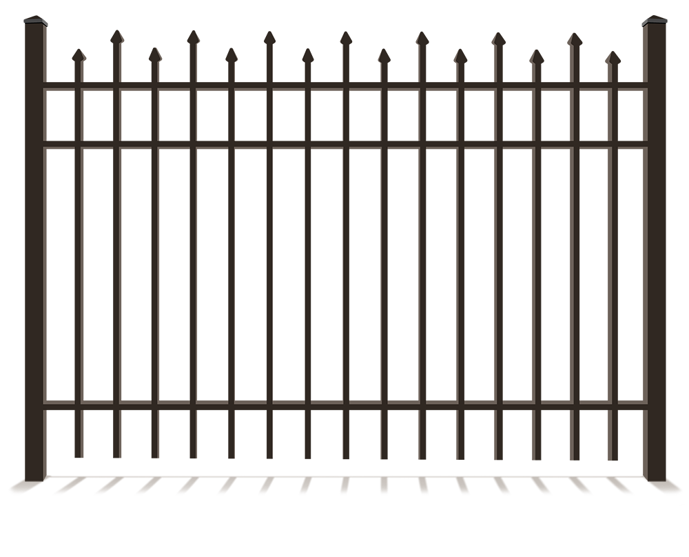 Ornamental Iron Fence With Staggered Pickets
