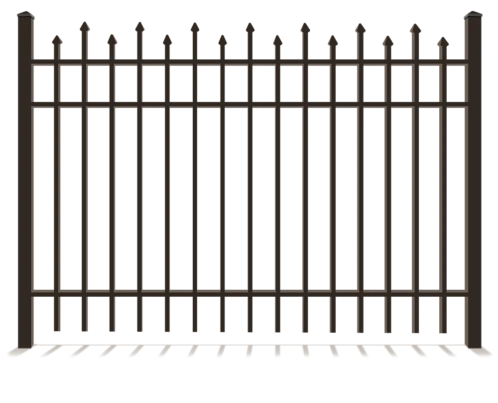 Ornamental Iron Fence With Staggered Pickets