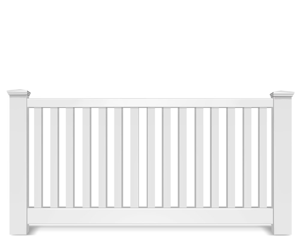 Vinyl picket fence with closed top rail