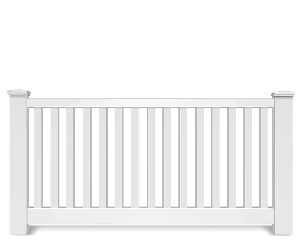 Vinyl picket fence with closed top rail