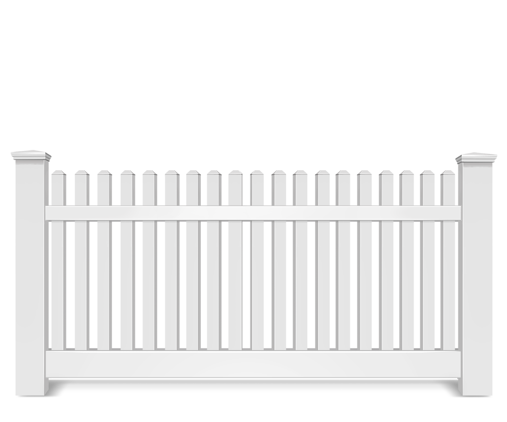 Vinyl picket fence with pointed pickets