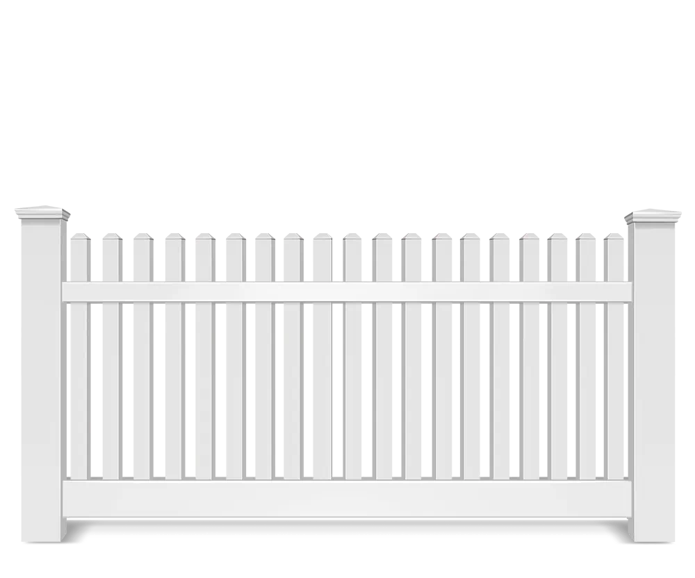 Vinyl picket fence with pointed pickets