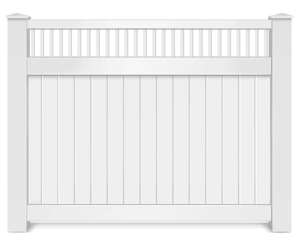 Vinyl decorative fence with spindle top