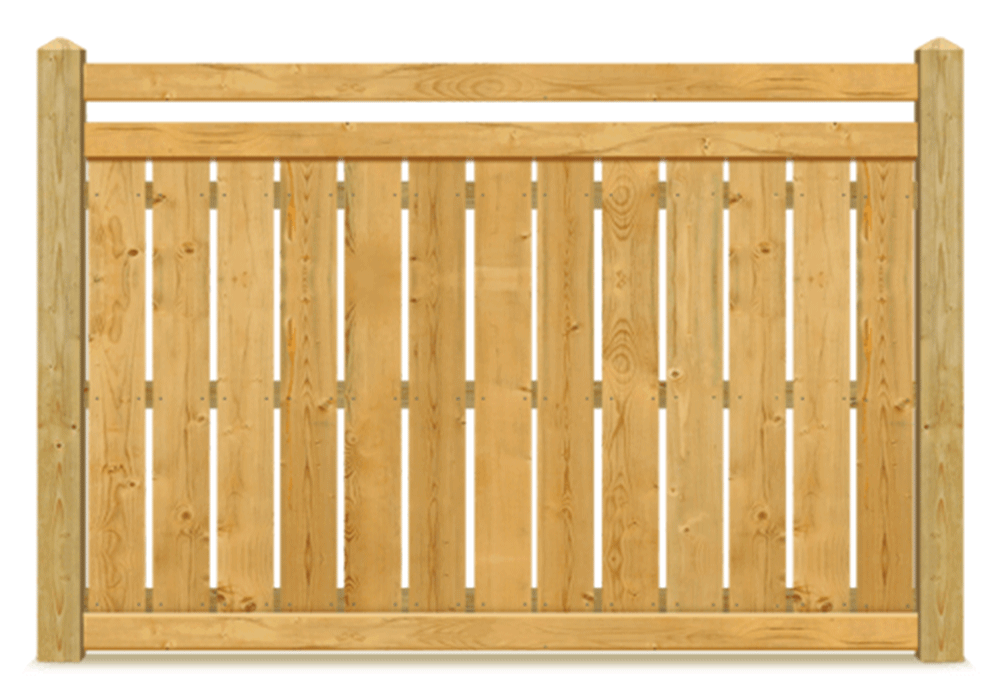 Horizontal Top Rail Spaced Picket wood fence