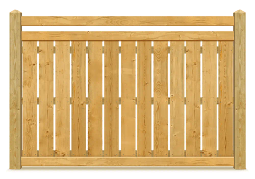 Horizontal Top Rail Spaced Picket wood fence