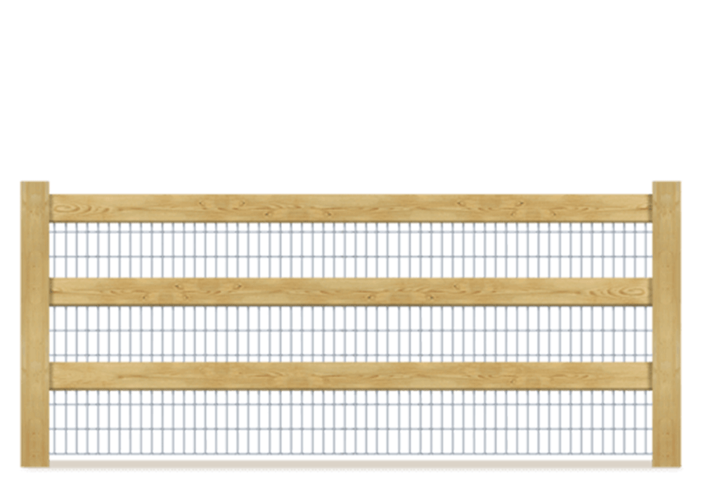 Post & Board With Wire Mesh wood fence