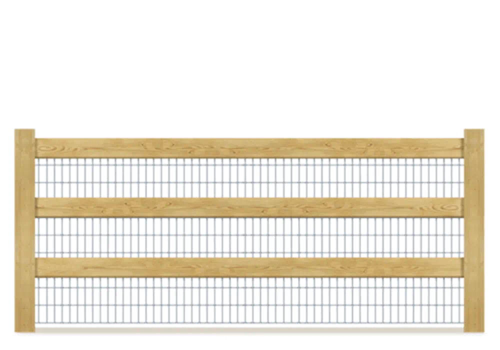 Post & Board With Wire Mesh wood fence