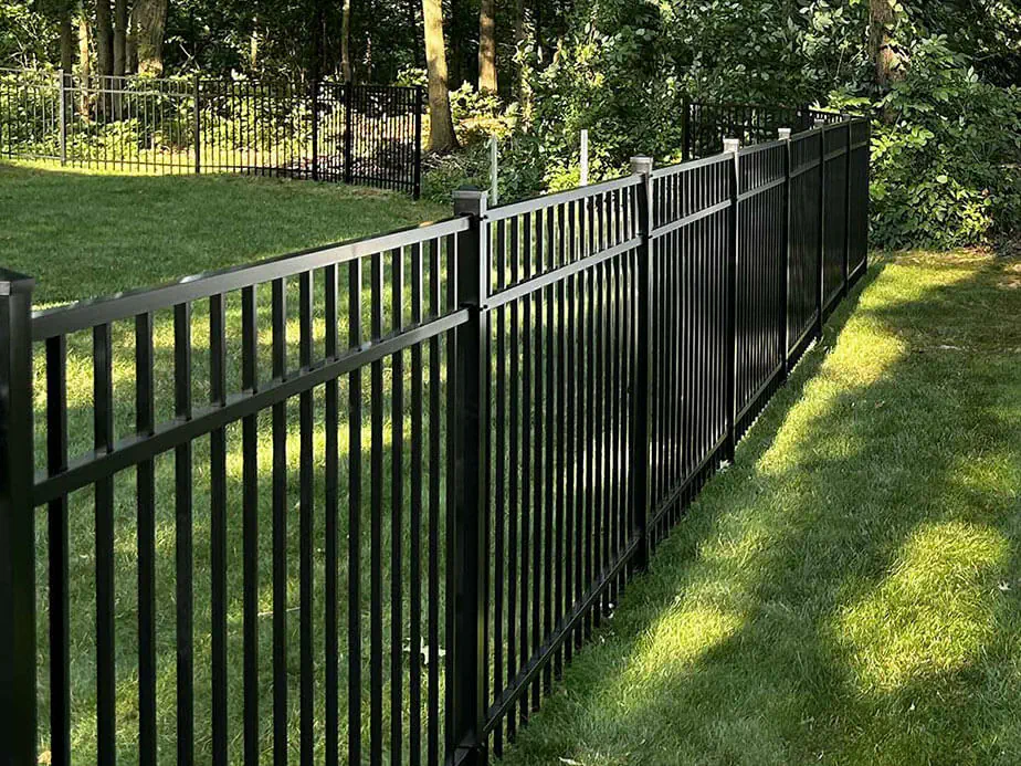 Black aluminum fence installation
